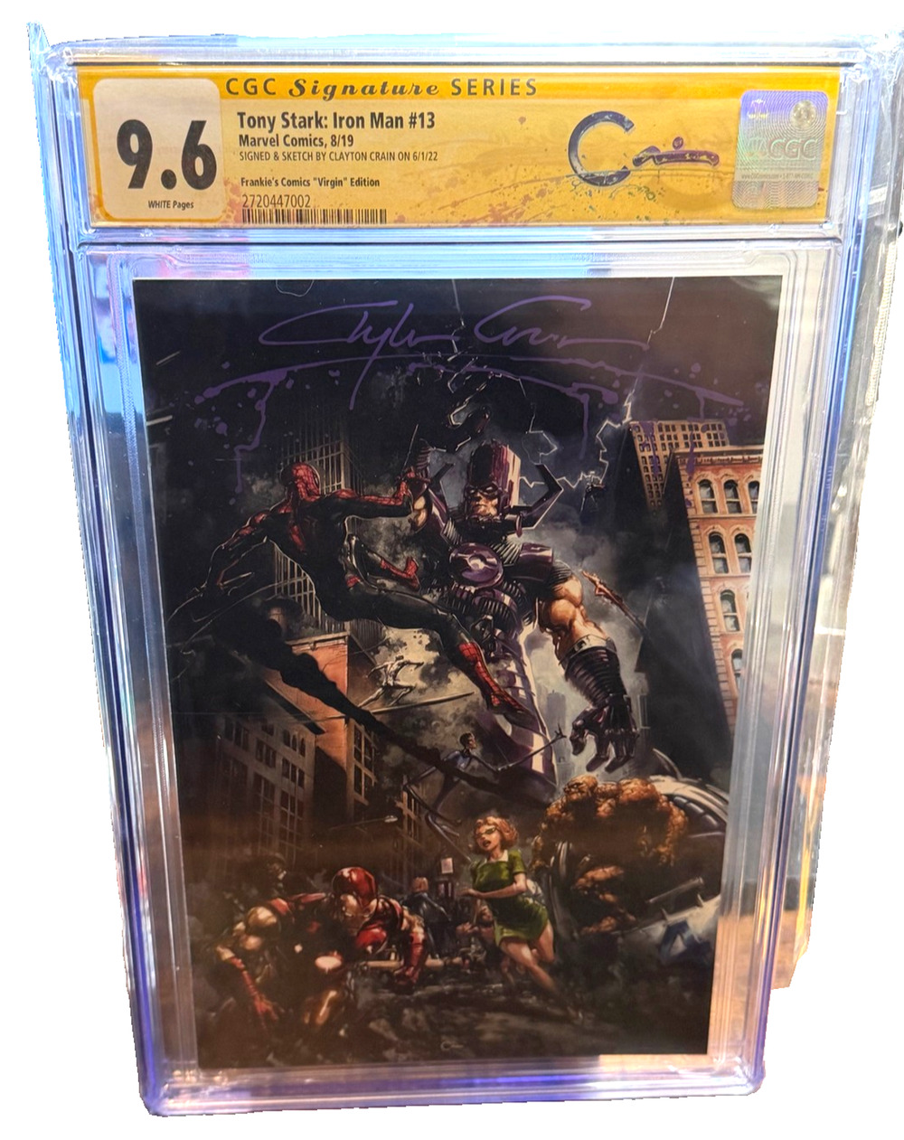 Tony Stark Iron Man #13 CGC 9.6 SS Clayton Crain Virgin Variant Signed